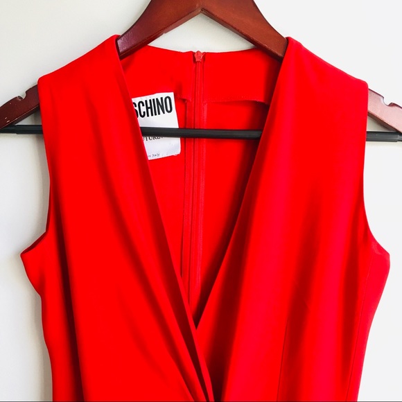 Moschino Vintage red draped front sheath dress - Picture 3 of 6
